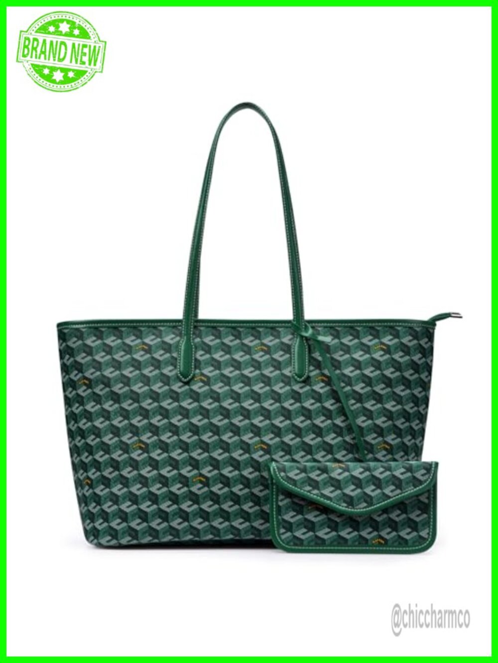 Oversize PU Leather Cube Tote Bag Monogram Print Weekender Handbag